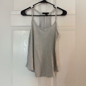 Forever 21 Gray and White Asymmetrical Camisole Top